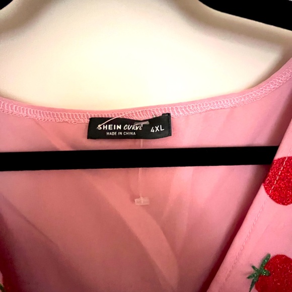 Rose Pink tulle strawberry swing dress size 4xl SHEIN curve NWOT zero stretch - Picture 3 of 3